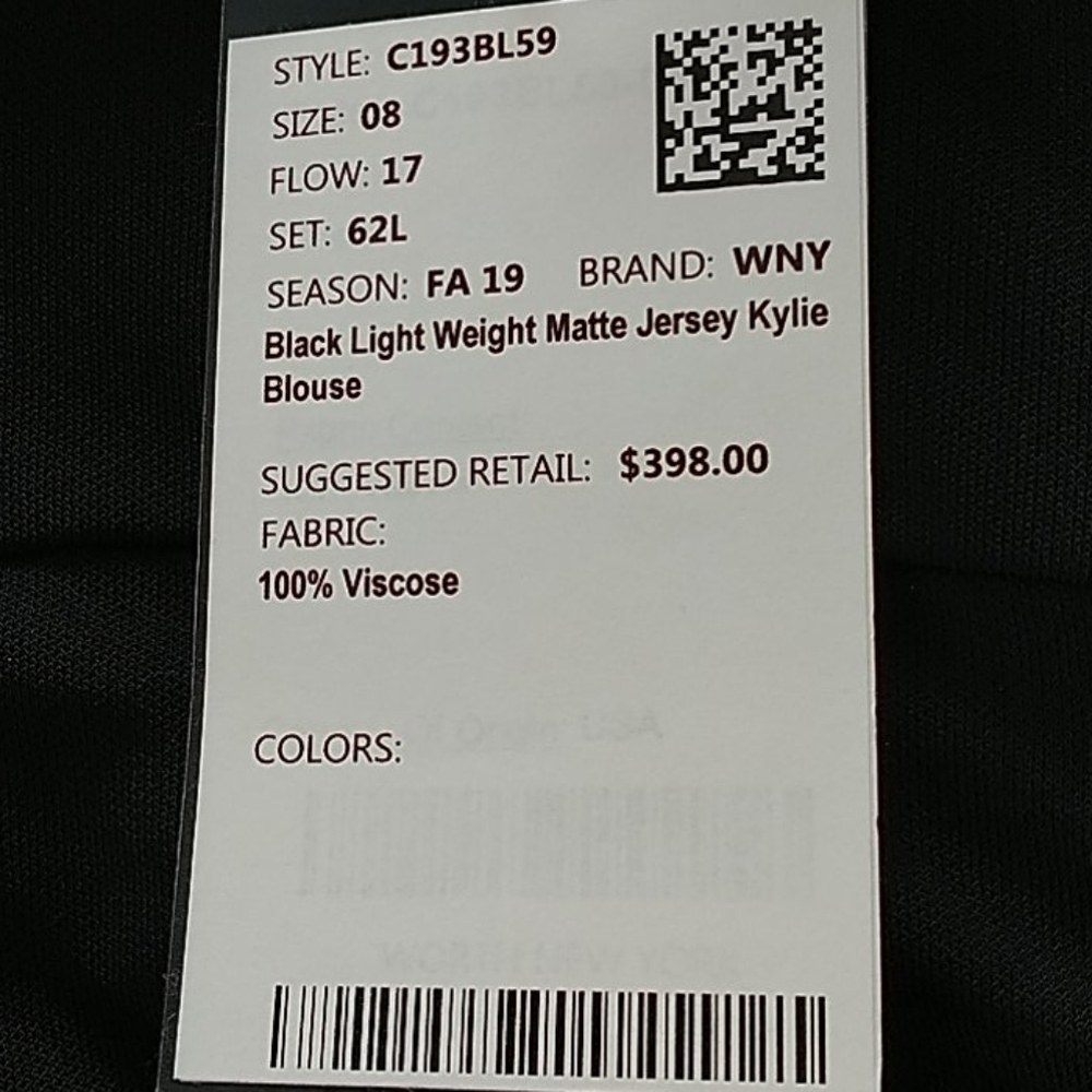 WORTH New York, Black Jersey Kylie V Neck Blouse Sz 8 - Picture 10 of 15
